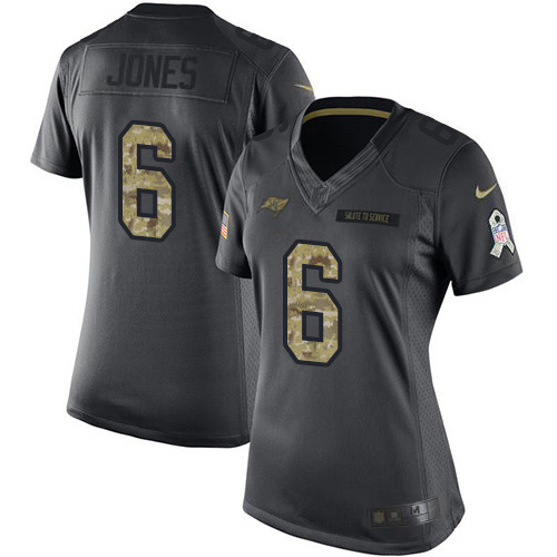 Buccaneers #6 Julio Jones Black Women's Stitched Limited 2016 Salute To Service Jersey cheap jerseys for sale - CheapJerseys.Shop