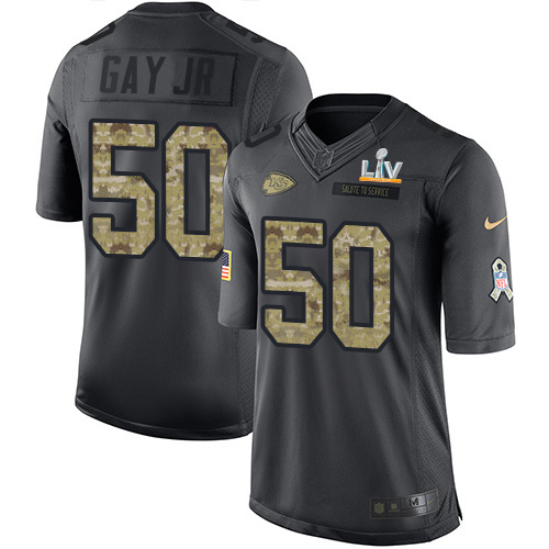 Kansas City Chiefs #50 Willie Gay Jr. Black Youth Super Bowl LV Bound Stitched Limited 2016 Salute to Service Jersey Youth cheap jerseys for sale - CheapJerseys.Shop