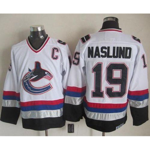 Vancouver Canucks #19 Markus Naslund White/Black CCM Throwback Stitched Jersey Men's cheap jerseys for sale - CheapJerseys.Shop