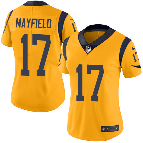 Rams #17 Baker Mayfield Gold Women's Stitched Limited Rush Jersey cheap jerseys for sale - CheapJerseys.Shop