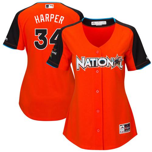 Washington Nationals #34 Bryce Harper Orange 2017 All-Star National League Women's Stitched Jersey Womens cheap jerseys for sale - CheapJerseys.Shop