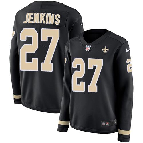 New Orleans Saints #27 Malcolm Jenkins Black Team Color Women's Stitched Limited Therma Long Sleeve Jersey Womens cheap jerseys for sale - CheapJerseys.Shop