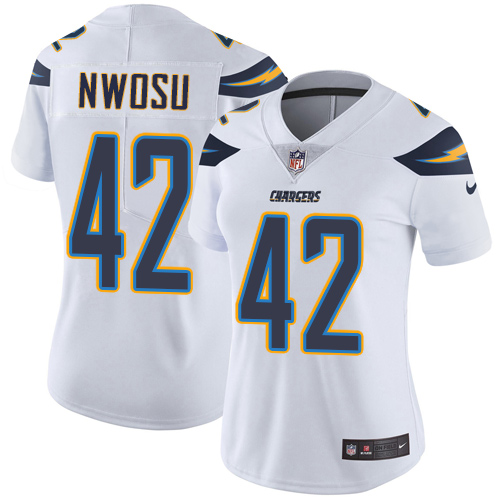 Los Angeles Chargers #42 Uchenna Nwosu White Women's Stitched Vapor Untouchable Limited Jersey Womens cheap jerseys for sale - CheapJerseys.Shop