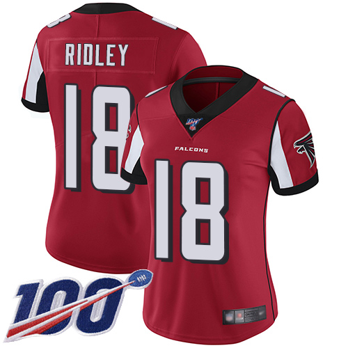 Falcons #18 Calvin Ridley Red Team Color Women's Stitched 100th Season Vapor Limited Jersey cheap jerseys for sale - CheapJerseys.Shop