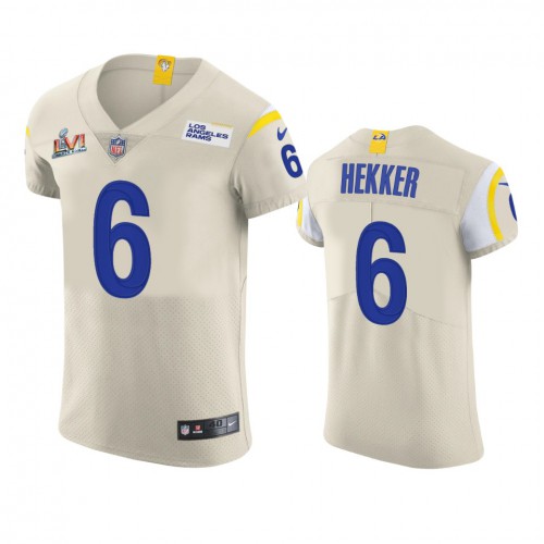Los Angeles Los Angeles Rams #6 Johnny Hekker Men's Super Bowl LVI Patch Vapor Elite Player Jersey - Bone Men's cheap jerseys for sale - CheapJerseys.Shop