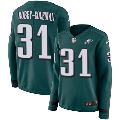 Philadelphia Eagles #31 Nickell Robey-Coleman Green Team Color Women's Stitched Limited Therma Long Sleeve Jersey Womens cheap jerseys for sale - CheapJerseys.Shop