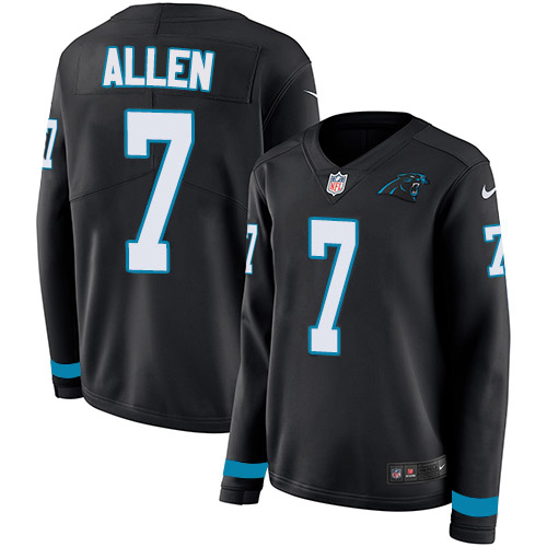 Carolina Panthers #7 Kyle Allen Black Team Color Women's Stitched Limited Therma Long Sleeve Jersey Womens cheap jerseys for sale - CheapJerseys.Shop