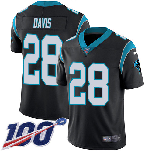 Carolina Panthers #28 Mike Davis Black Team Color Men's Stitched 100th Season Vapor Untouchable Limited Jersey Men's cheap jerseys for sale - CheapJerseys.Shop