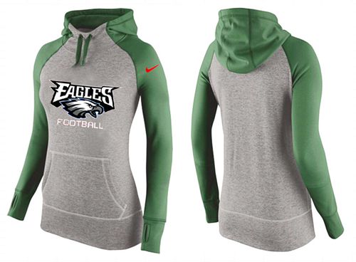 Women's Philadelphia Eagles Performance Hoodie Grey & Green_1 cheap jerseys for sale - CheapJerseys.Shop
