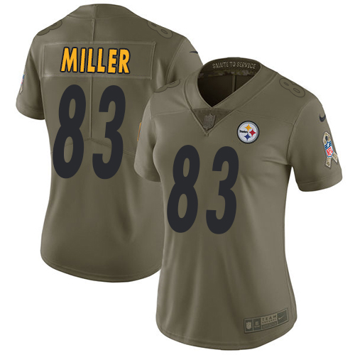 Pittsburgh Steelers #83 Heath Miller Olive Women's Stitched Limited 2017 Salute to Service Jersey Womens cheap jerseys for sale - CheapJerseys.Shop