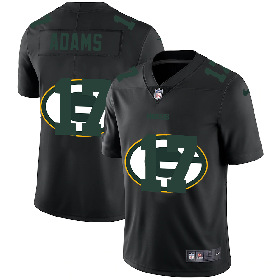Green Bay Packers #17 Davante Adams Men's Team Logo Dual Overlap Limited Jersey Black cheap jerseys for sale - CheapJerseys.Shop