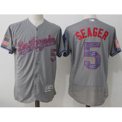 Los Angeles Dodgers #5 Corey Seager Grey Fashion Stars & Stripes Flexbase Authentic Stitched Jersey Men's cheap jerseys for sale - CheapJerseys.Shop