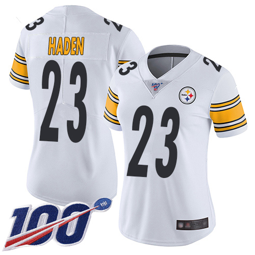 Pittsburgh Steelers #23 Joe Haden White Women's Stitched 100th Season Vapor Limited Jersey Womens cheap jerseys for sale - CheapJerseys.Shop