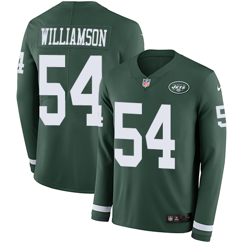 New York Jets #54 Avery Williamson Green Team Color Men's Stitched Limited Therma Long Sleeve Jersey Men's cheap jerseys for sale - CheapJerseys.Shop