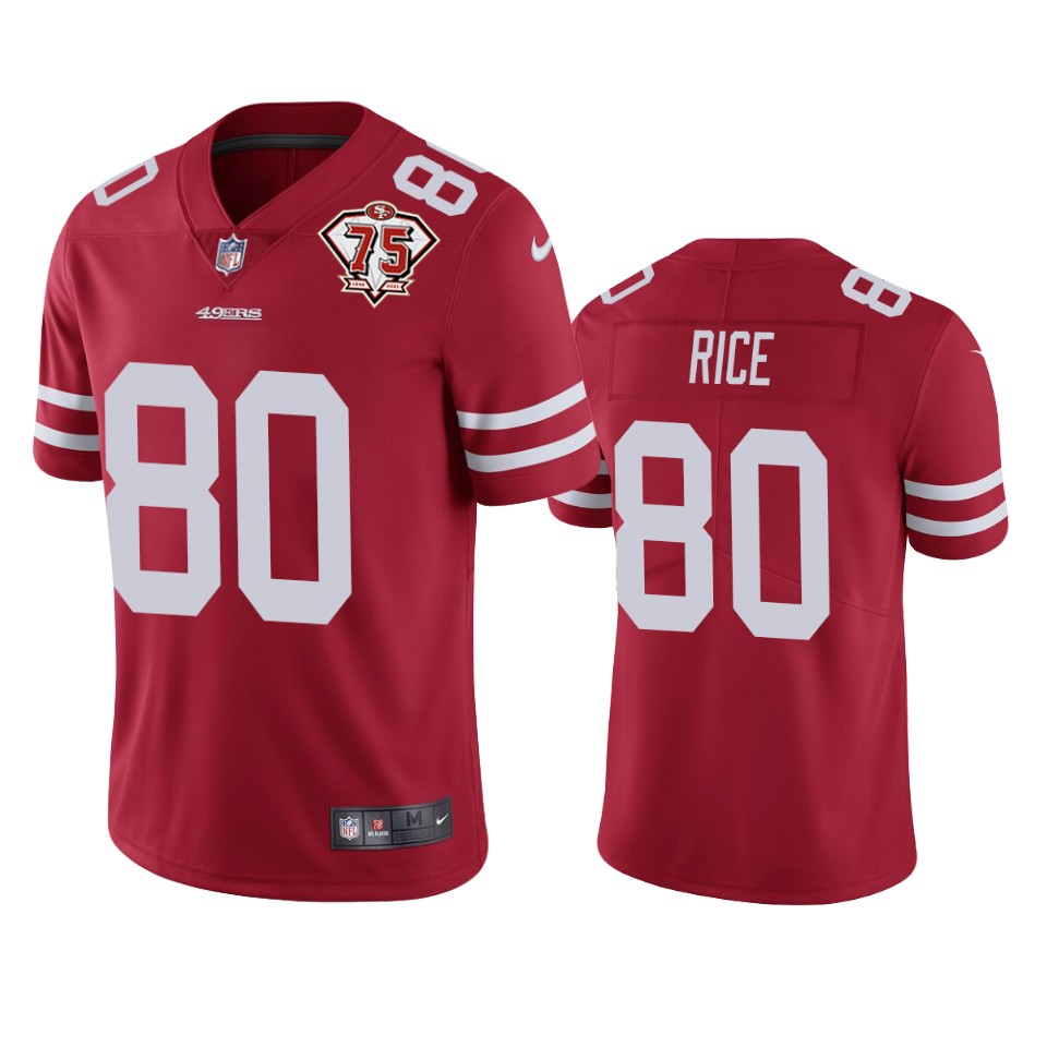49ers #80 Jerry Rice Red Men's 75th Anniversary Stitched Vapor Untouchable Limited Jersey cheap jerseys for sale - CheapJerseys.Shop