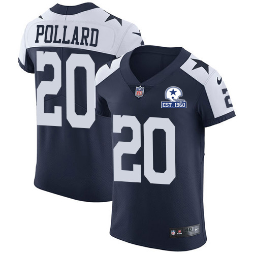Cowboys #20 Tony Pollard Navy Blue Thanksgiving Men's Stitched With Established In 1960 Patch Vapor Untouchable Throwback Elite Jersey cheap jerseys for sale - CheapJerseys.Shop