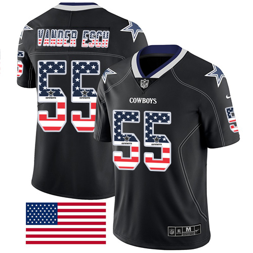 Cowboys #55 Leighton Vander Esch Black Men's Stitched Limited Rush USA Flag Jersey cheap jerseys for sale - CheapJerseys.Shop