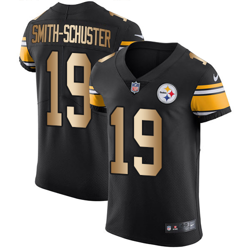 Pittsburgh Steelers #19 JuJu Smith-Schuster Black Team Color Men's Stitched Elite Gold Jersey Men's cheap jerseys for sale - CheapJerseys.Shop