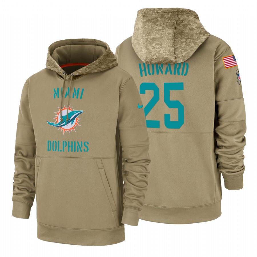 Miami Dolphin #25 Xavien Howard Tan 2019 Salute To Service Name & Number Sideline Therma Pullover Hoodie cheap jerseys for sale - CheapJerseys.Shop