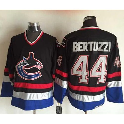 Vancouver Canucks #44 Todd Bertuzzi Black/Blue CCM Throwback Stitched Jersey Men's cheap jerseys for sale - CheapJerseys.Shop