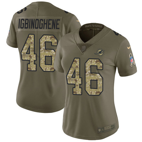 Miami Dolphins #46 Noah Igbinoghene Olive/Camo Women's Stitched Limited 2017 Salute To Service Jersey Womens cheap jerseys for sale - CheapJerseys.Shop
