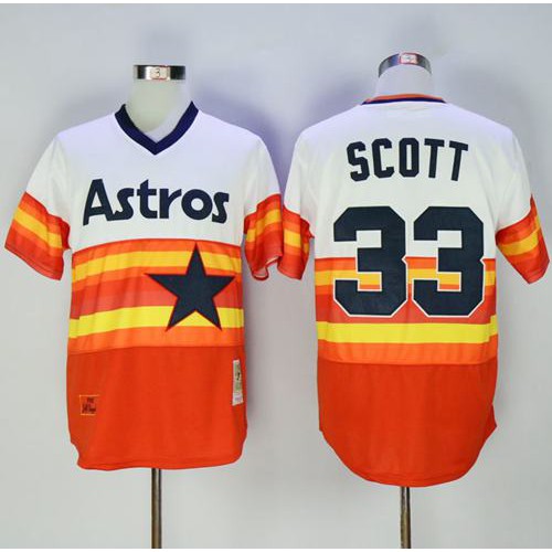 Mitchell And Ness 1980 Houston Astros #33 Mike Scott White/Orange Throwback Stitched Jersey Men's cheap jerseys for sale - CheapJerseys.Shop