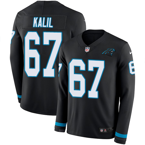 Carolina Panthers #67 Ryan Kalil Black Team Color Men's Stitched Limited Therma Long Sleeve Jersey Men's cheap jerseys for sale - CheapJerseys.Shop