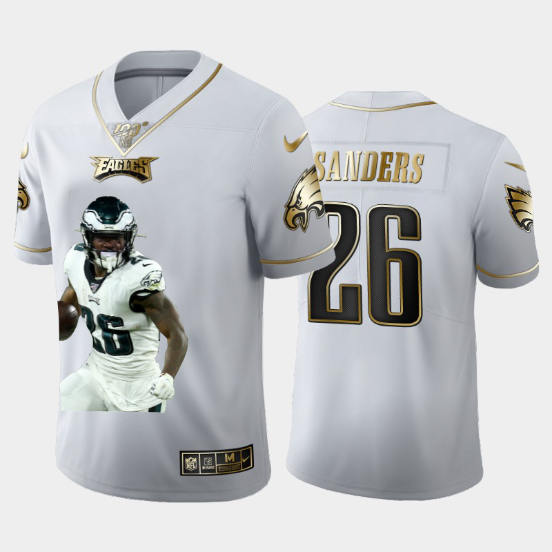 Philadelphia Eagles #26 Miles Sanders Team Hero 1 Vapor Limited 100 Jersey White Golden cheap jerseys for sale - CheapJerseys.Shop