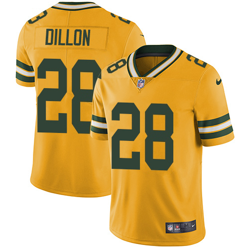 Packers #28 AJ Dillon Yellow Youth Stitched Limited Rush Jersey cheap jerseys for sale - CheapJerseys.Shop