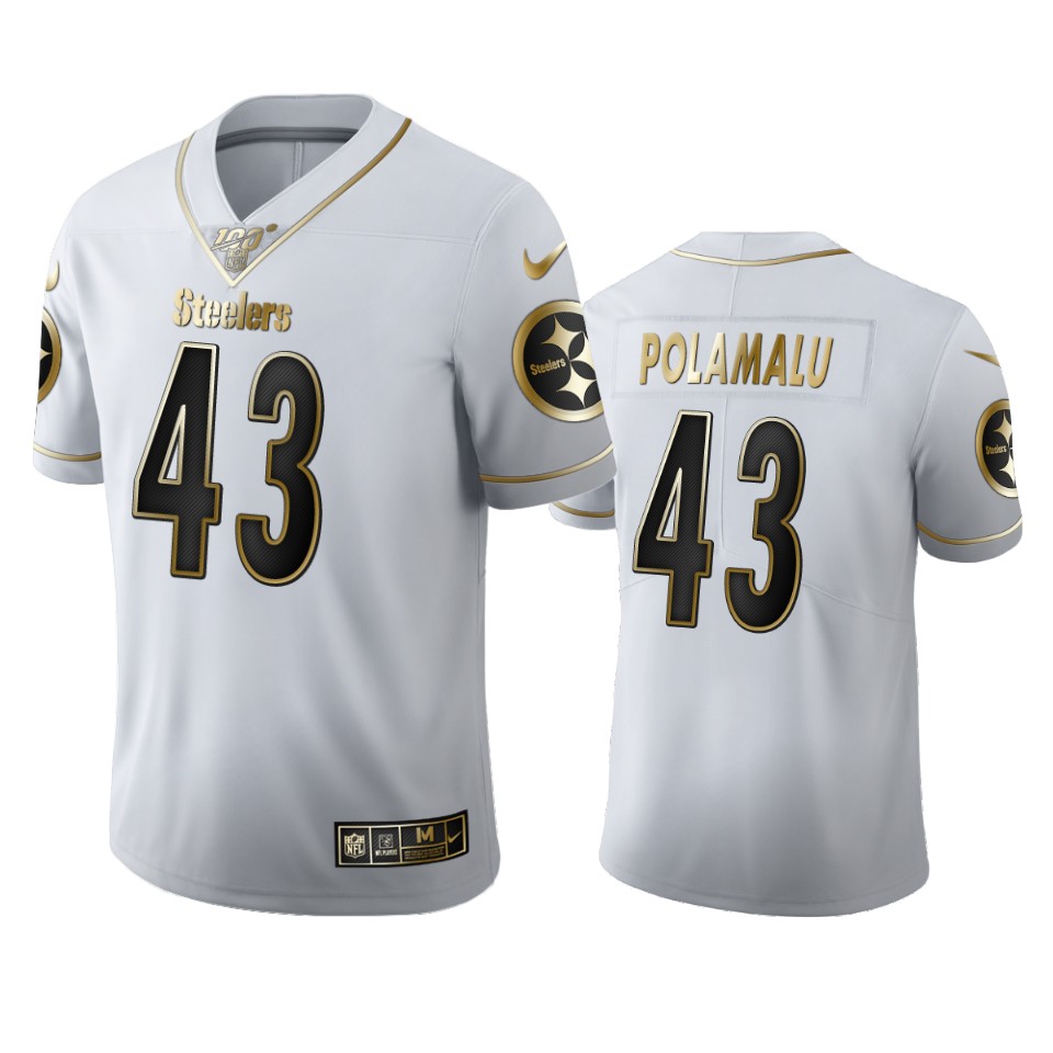 Pittsburgh Steelers #43 Troy Polamalu Men's White Golden Edition Vapor Limited 100 Jersey cheap jerseys for sale - CheapJerseys.Shop