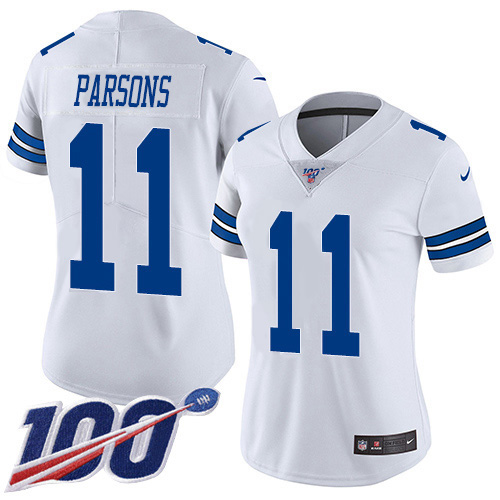 Cowboys #11 Micah Parsons White Women's Stitched 100th Season Vapor Untouchable Limited Jersey cheap jerseys for sale - CheapJerseys.Shop