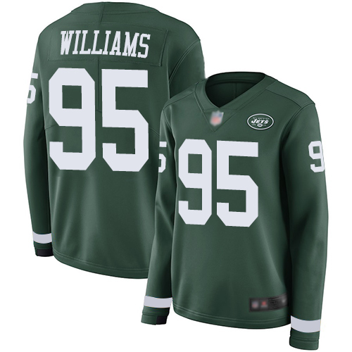 New York Jets #95 Quinnen Williams Green Team Color Women's Stitched Limited Therma Long Sleeve Jersey Womens cheap jerseys for sale - CheapJerseys.Shop