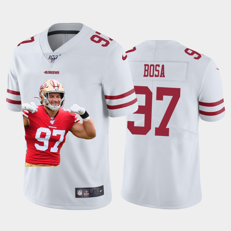 San Francisco 49ers #97 Nick Bosa Team Hero 3 Vapor Limited 100 Jersey White cheap jerseys for sale - CheapJerseys.Shop