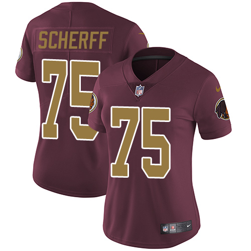 Washington Commanders #75 Brandon Scherff Burgundy Red Alternate Women's Stitched Vapor Untouchable Limited Jersey Womens cheap jerseys for sale - CheapJerseys.Shop