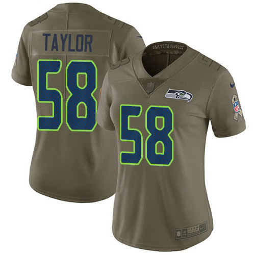 Seattle Seahawks #58 Darrell Taylor Olive Women's Stitched Limited 2017 Salute To Service Jersey Womens cheap jerseys for sale - CheapJerseys.Shop
