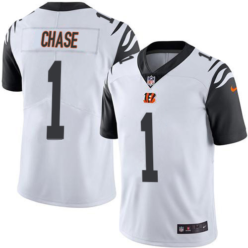 Bengals #1 Ja'Marr Chase White Men's Stitched Limited Rush Jersey cheap jerseys for sale - CheapJerseys.Shop