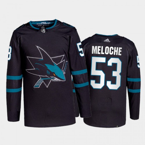 San Jose Sharks #53 Nicolas Meloche Men's 2021-22 Alternate Authentic Jersey - Black Men's cheap jerseys for sale - CheapJerseys.Shop