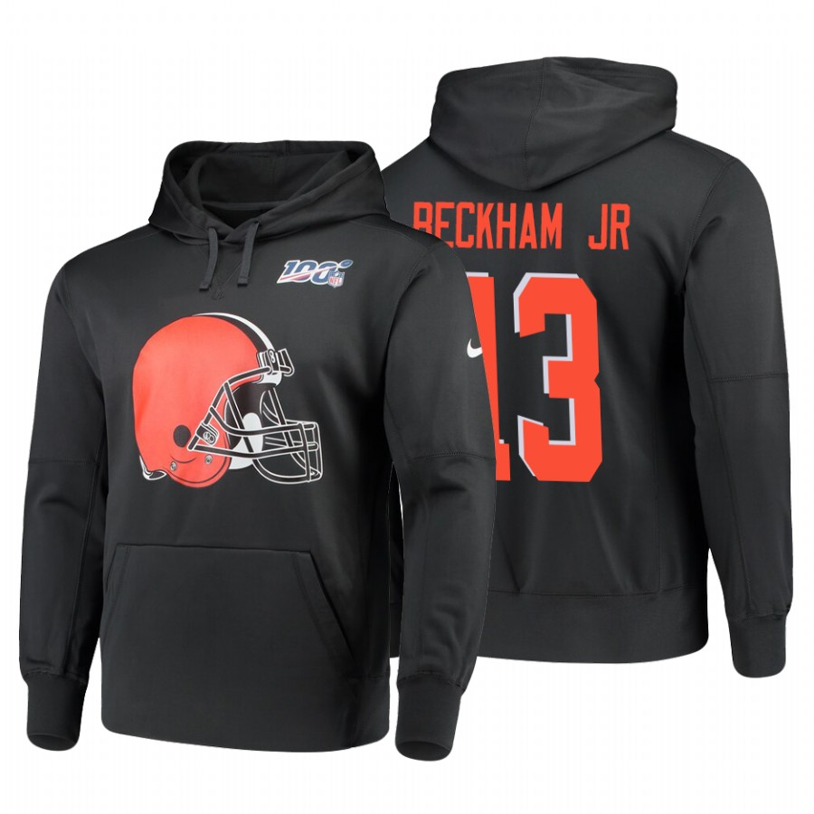 Cleveland Browns #13 Odell Beckham Jr. 100 Primary Logo Circuit Name & Number Pullover Hoodie Anthracite cheap jerseys for sale - CheapJerseys.Shop