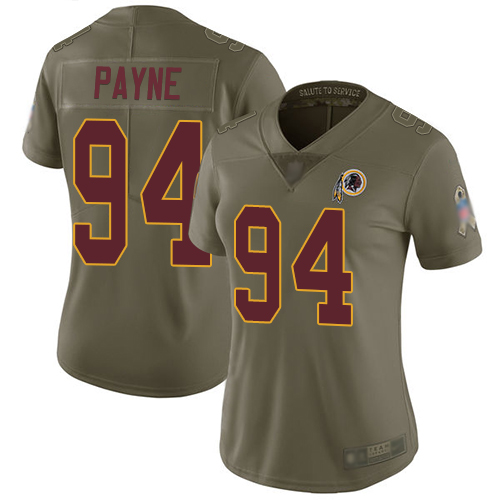 Washington Commanders #94 Da'Ron Payne Olive Women's Stitched Limited 2017 Salute to Service Jersey Womens cheap jerseys for sale - CheapJerseys.Shop