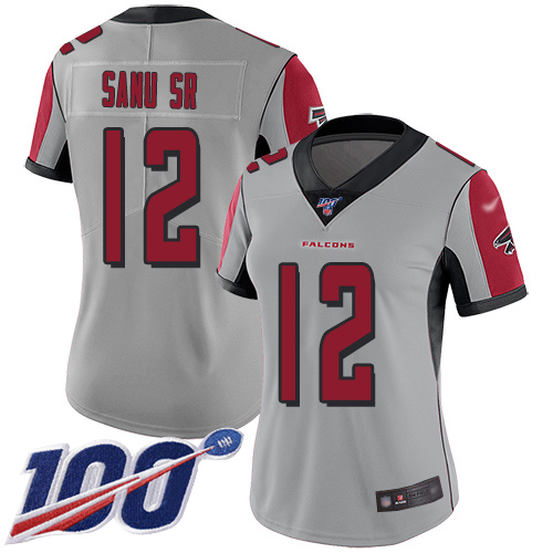 Atlanta Falcons #12 Mohamed Sanu Sr Silver Women's Stitched Limited Inverted Legend 100th Season Jersey Womens cheap jerseys for sale - CheapJerseys.Shop