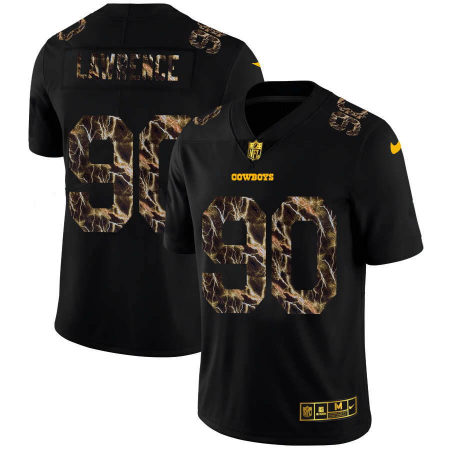 Dallas Cowboys #90 Demarcus Lawrence Men's Black Flocked Lightning Vapor Limited Jersey cheap jerseys for sale - CheapJerseys.Shop
