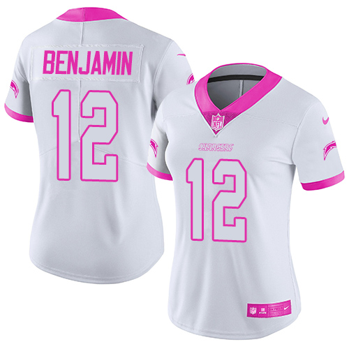 Los Angeles Chargers #12 Travis Benjamin White/Pink Women's Stitched Limited Rush Fashion Jersey Womens cheap jerseys for sale - CheapJerseys.Shop