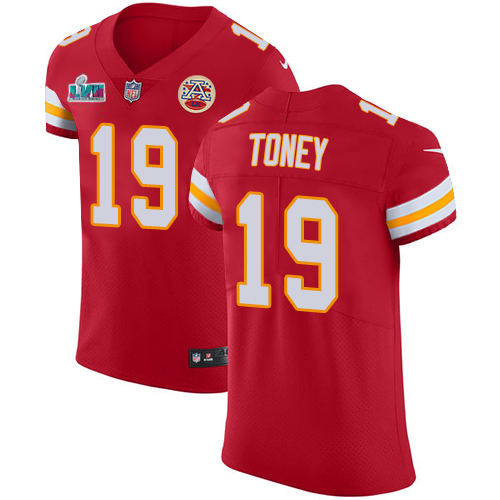 Chiefs #19 Kadarius Toney Red Team Color Super Bowl LVII Patch Men's Stitched Vapor Untouchable Elite Jersey cheap jerseys for sale - CheapJerseys.Shop