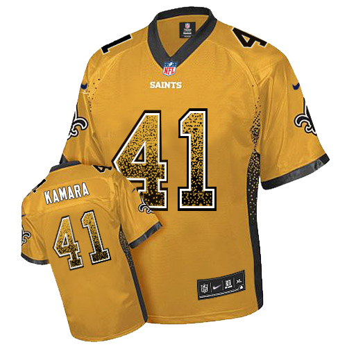 Saints #41 Alvin Kamara Gold Men's Stitched Elite Drift Fashion Jersey cheap jerseys for sale - CheapJerseys.Shop