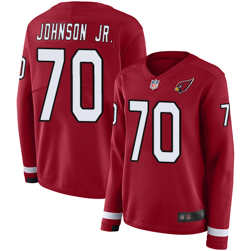 Cardinals #70 Paris Johnson Jr. Red Team Color Women's Stitched Limited Therma Long Sleeve Jersey cheap jerseys for sale - CheapJerseys.Shop