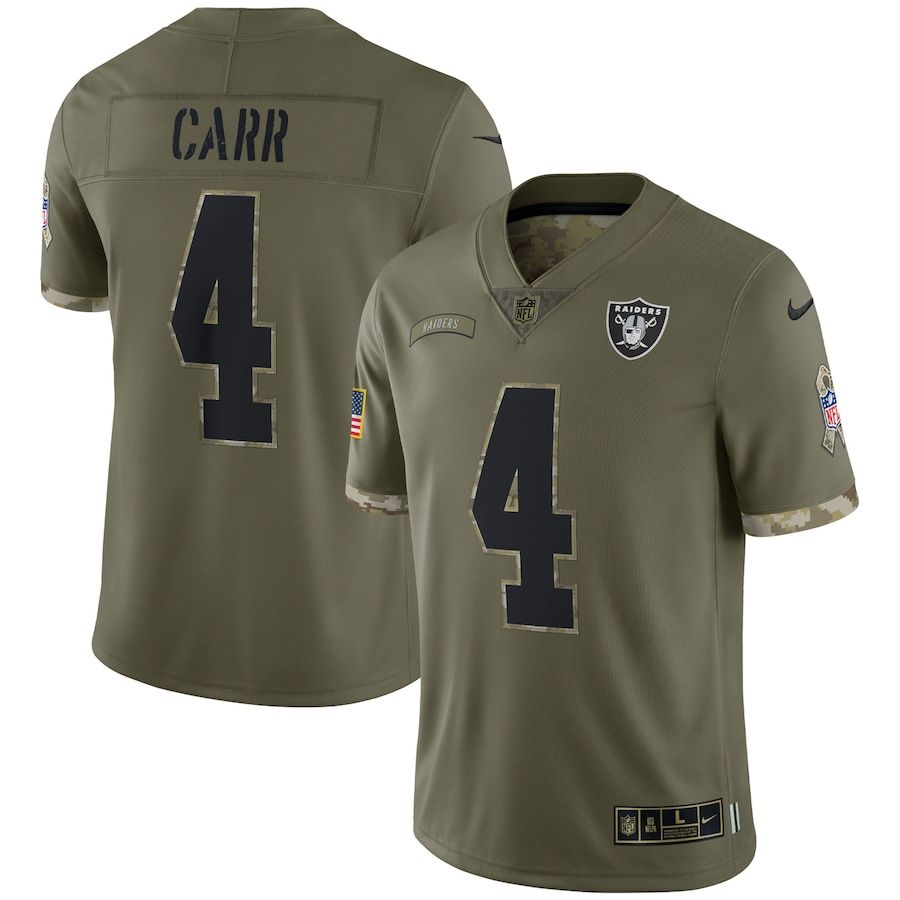 Las Vegas Raiders #4 Derek Carr Men's 2022 Salute To Service Limited Jersey - Olive cheap jerseys for sale - CheapJerseys.Shop