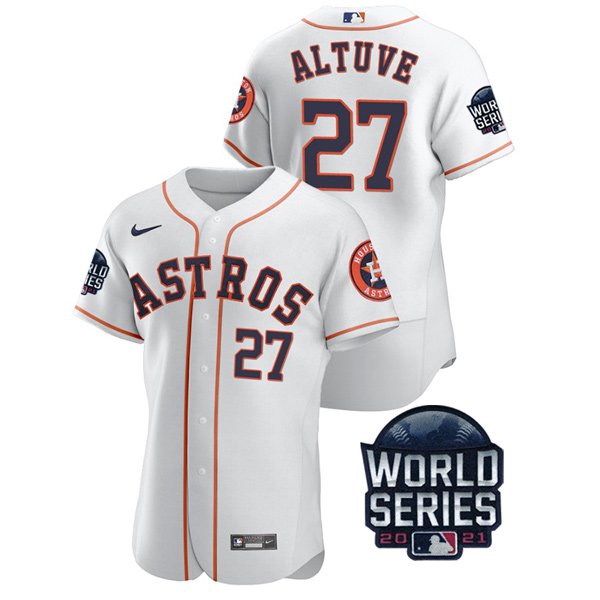 Houston Astros #27 Jose Altuve Men's 150th Anniversary 2021 World Series Authentic Jersey - White cheap jerseys for sale - CheapJerseys.Shop