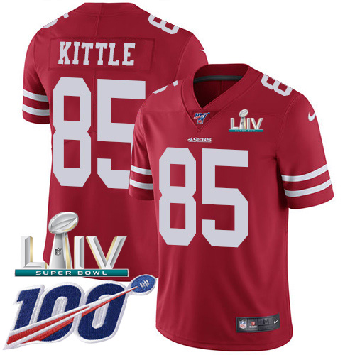 49ers #85 George Kittle Red Super Bowl LIV 2020 Team Color Youth Stitched 100th Season Vapor Limited Jersey cheap jerseys for sale - CheapJerseys.Shop