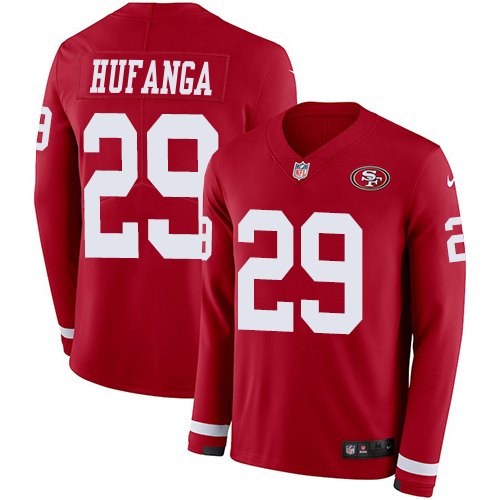 49ers #29 Talanoa Hufanga Red Team Color Youth Stitched Limited Therma Long Sleeve Jersey cheap jerseys for sale - CheapJerseys.Shop