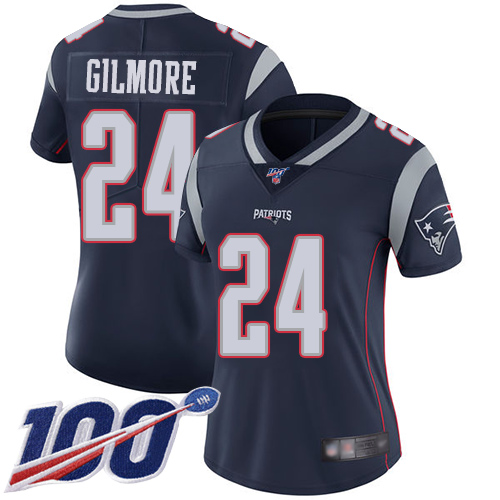 New England Patriots #24 Stephon Gilmore Navy Blue Team Color Women's Stitched 100th Season Vapor Limited Jersey Womens cheap jerseys for sale - CheapJerseys.Shop